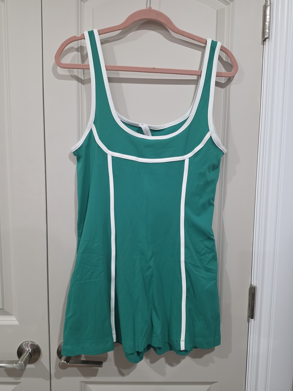 Anthro Daily Practice Green Mini Dress with White Piping L NWT - Picture 4 of 6